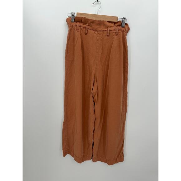 Anthropologie Womens Orange Paperbag High Waisted Pants Size 10 Wide Leg Loose - Picture 2 of 8